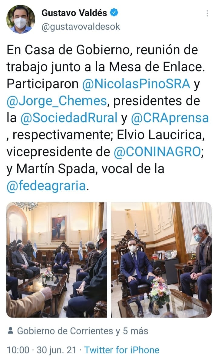 Encuentro en el despacho privado del mandatario provincial este miércoles por la mañana.