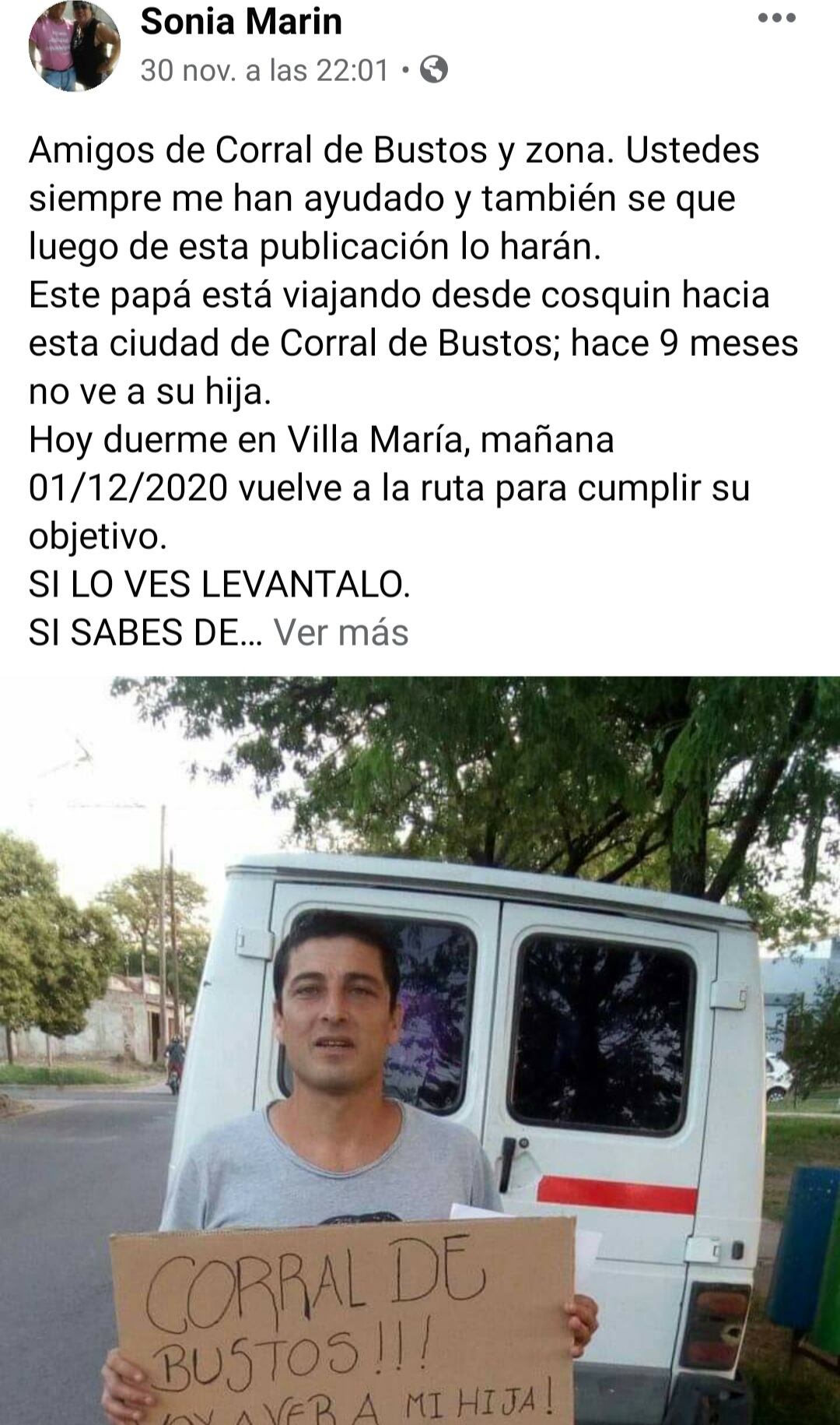 La publicación que se hizo viral en Facebook.