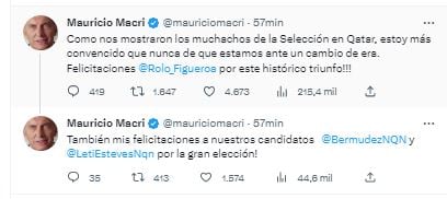 Los referentes de Juntos por el Cambio felicitaron a Rolando Figueroa, el nuevo gobernador de Neuquén.