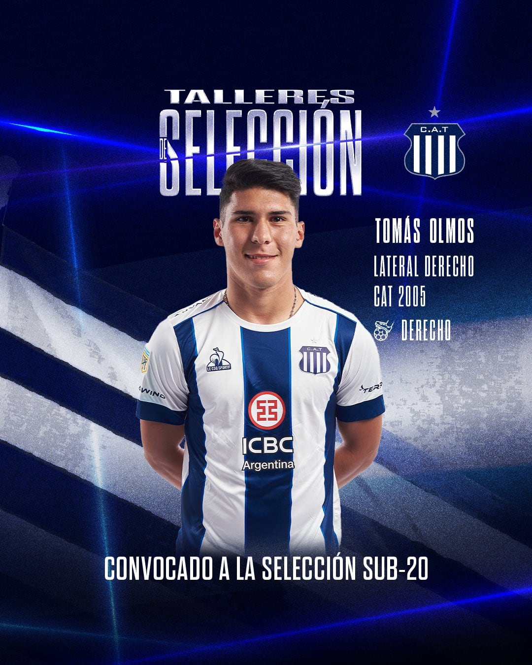 Tomás Olmos fue convocado por Javier Mascherano para la selección argentina sub 20.