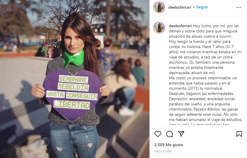 Luego de 7 años, Débora pudo contar que fue violada en su viaje de egresados.