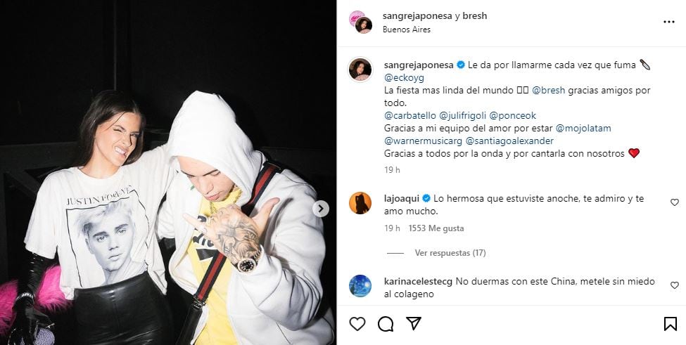 La China Suárez cantó junto a Ecko y dio de qué hablar en las redes