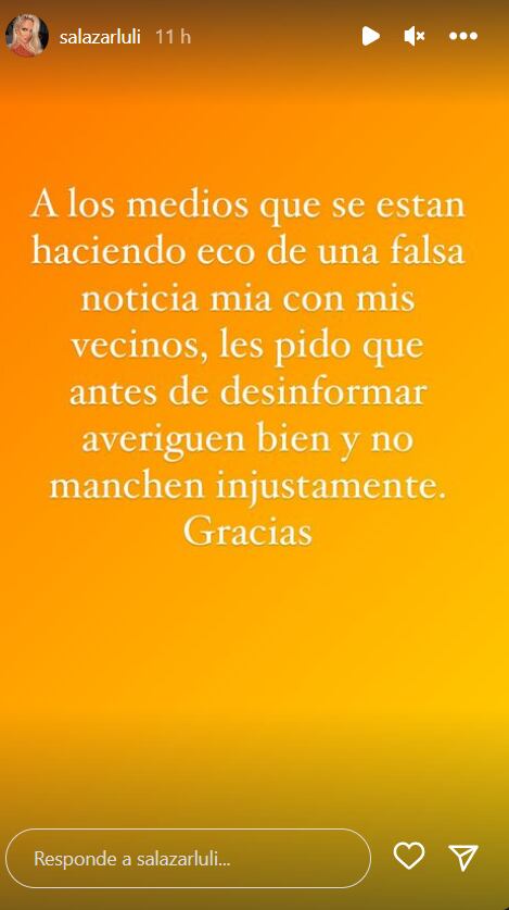 Luciana Salazar aclaró el conficto que hay en su departamento.