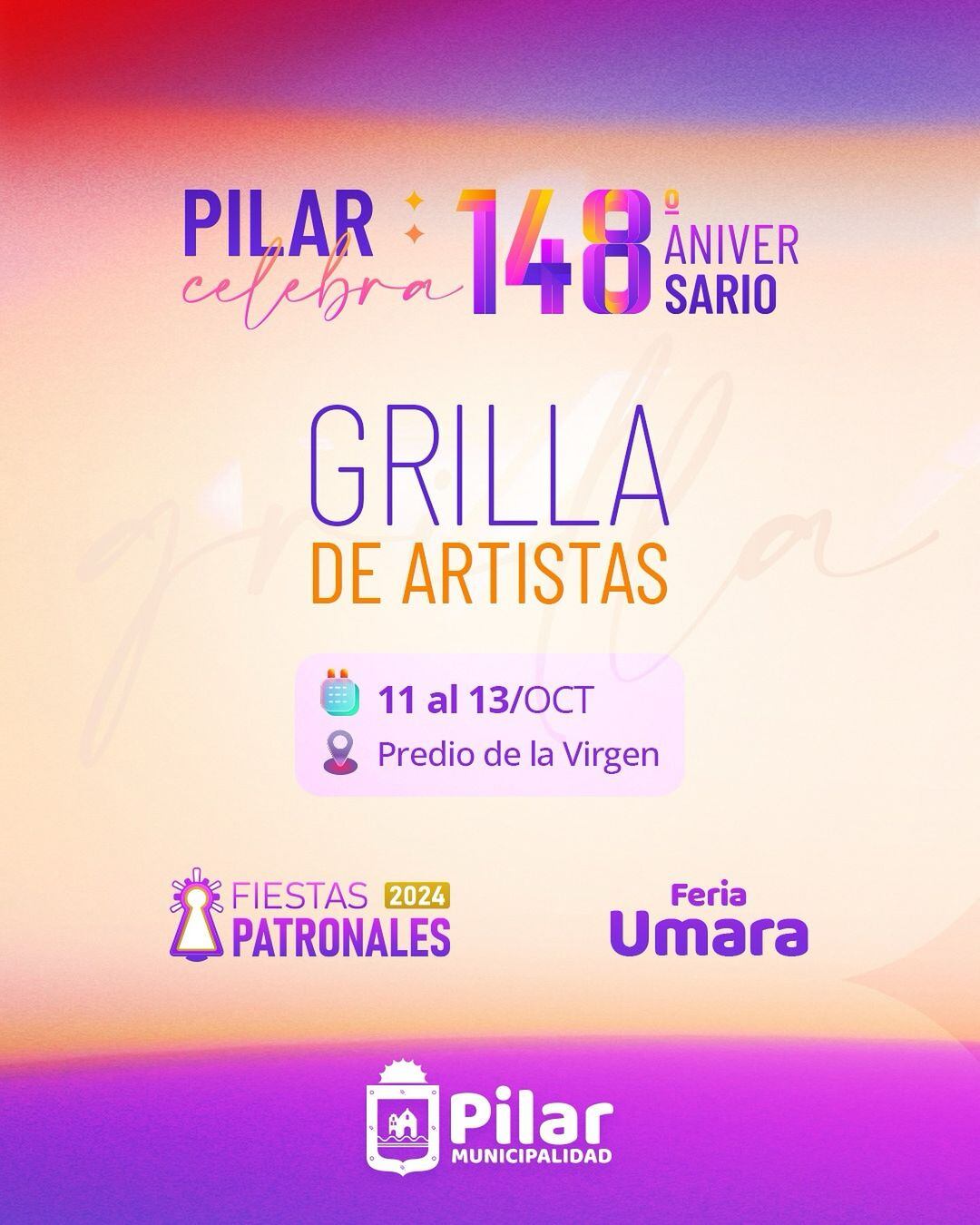 Pilar confirmó su fiesta patronal con una nutrida grilla de artistas.