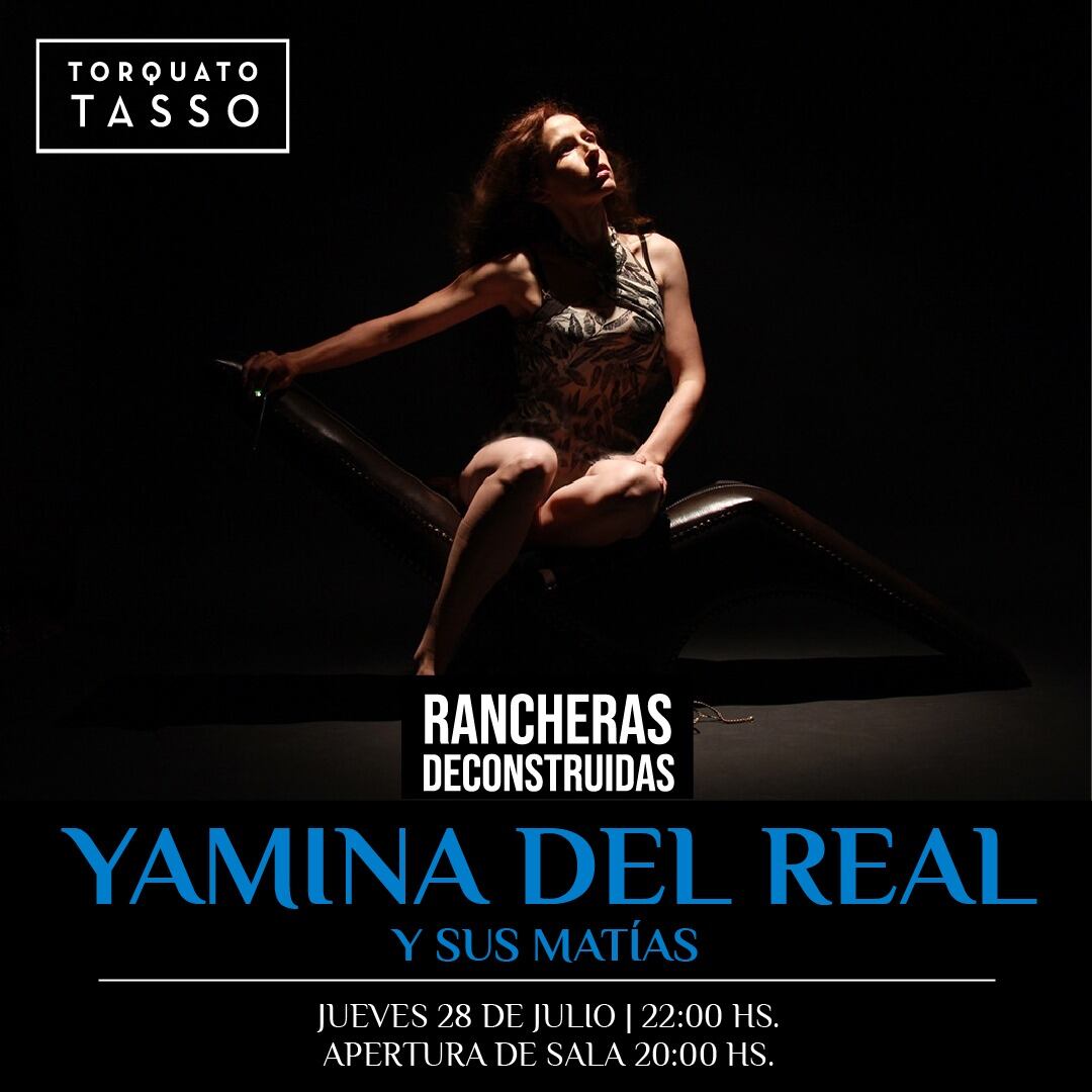 Yamina del Real y el afiche de su presentación.