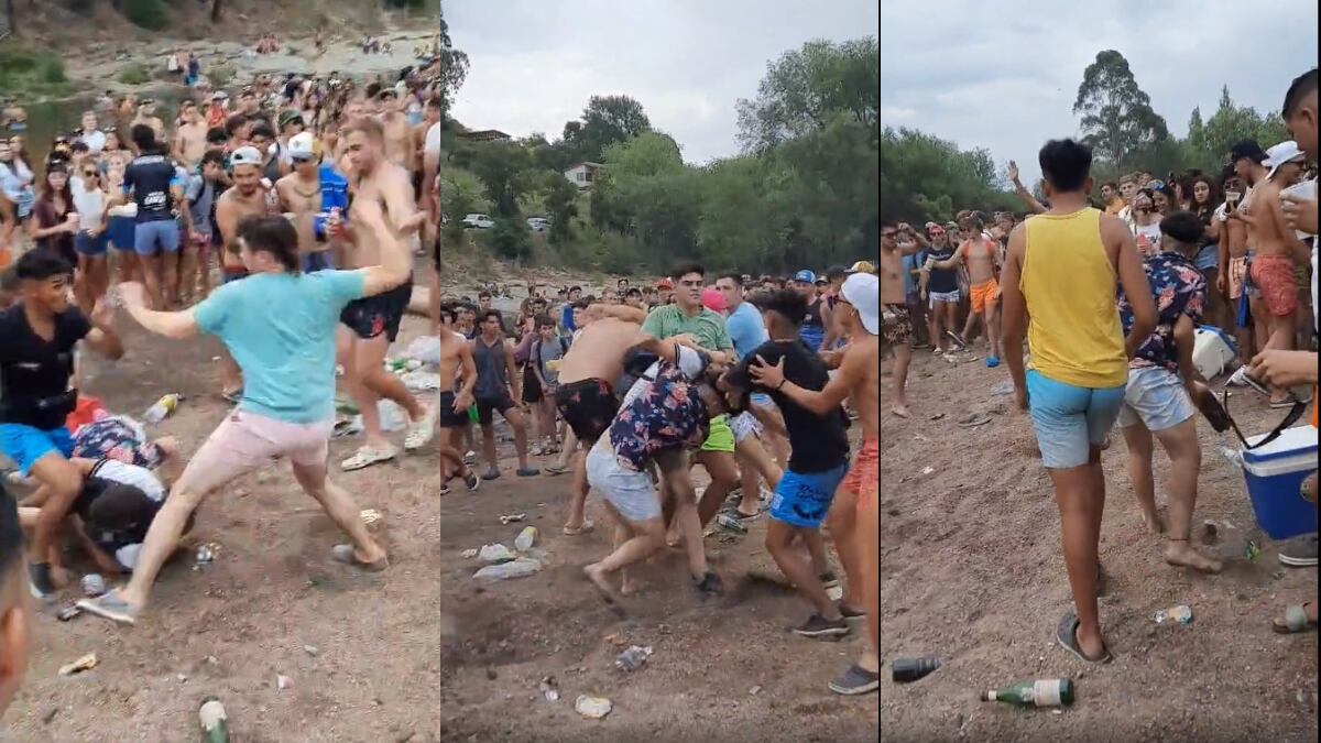 Impresionante video: pelea y batalla campal en un balneario de Alpa Corral