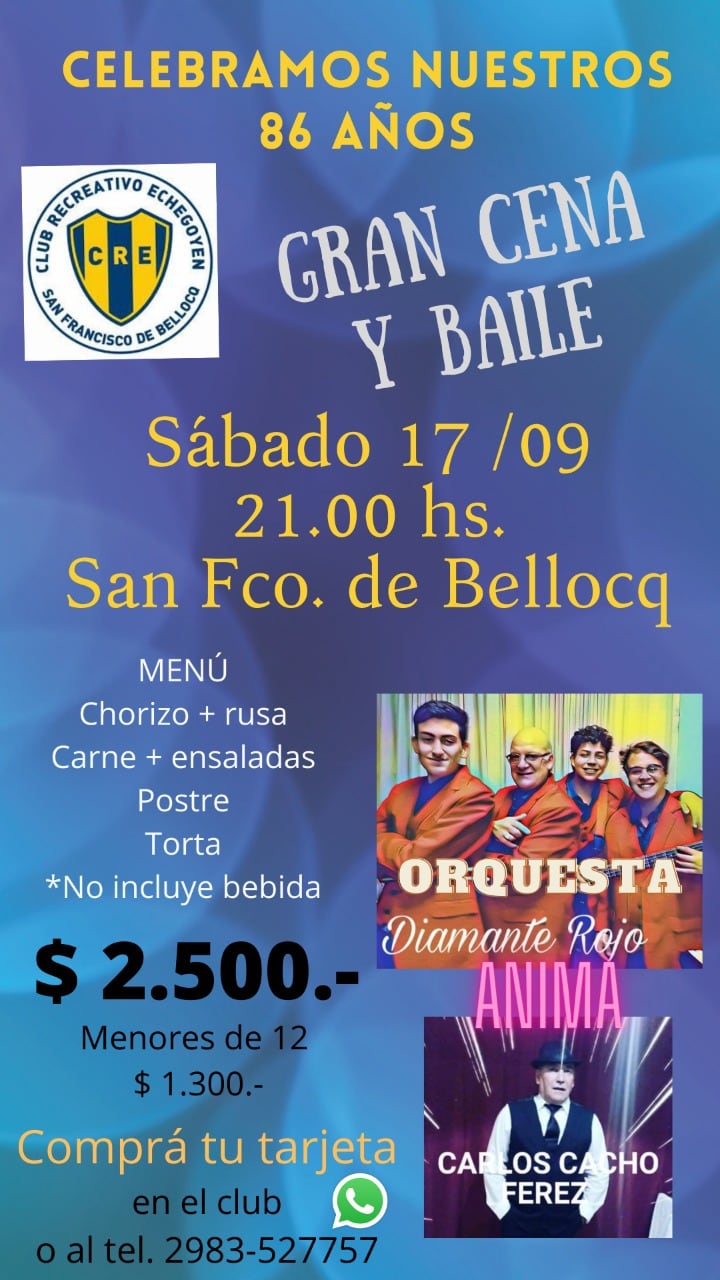 Gran Cena Baile del Club Recreativo Echegoyen de San Francisco de Bellocq