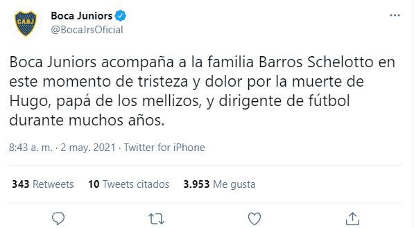 Murió Hugo Barros Schelotto