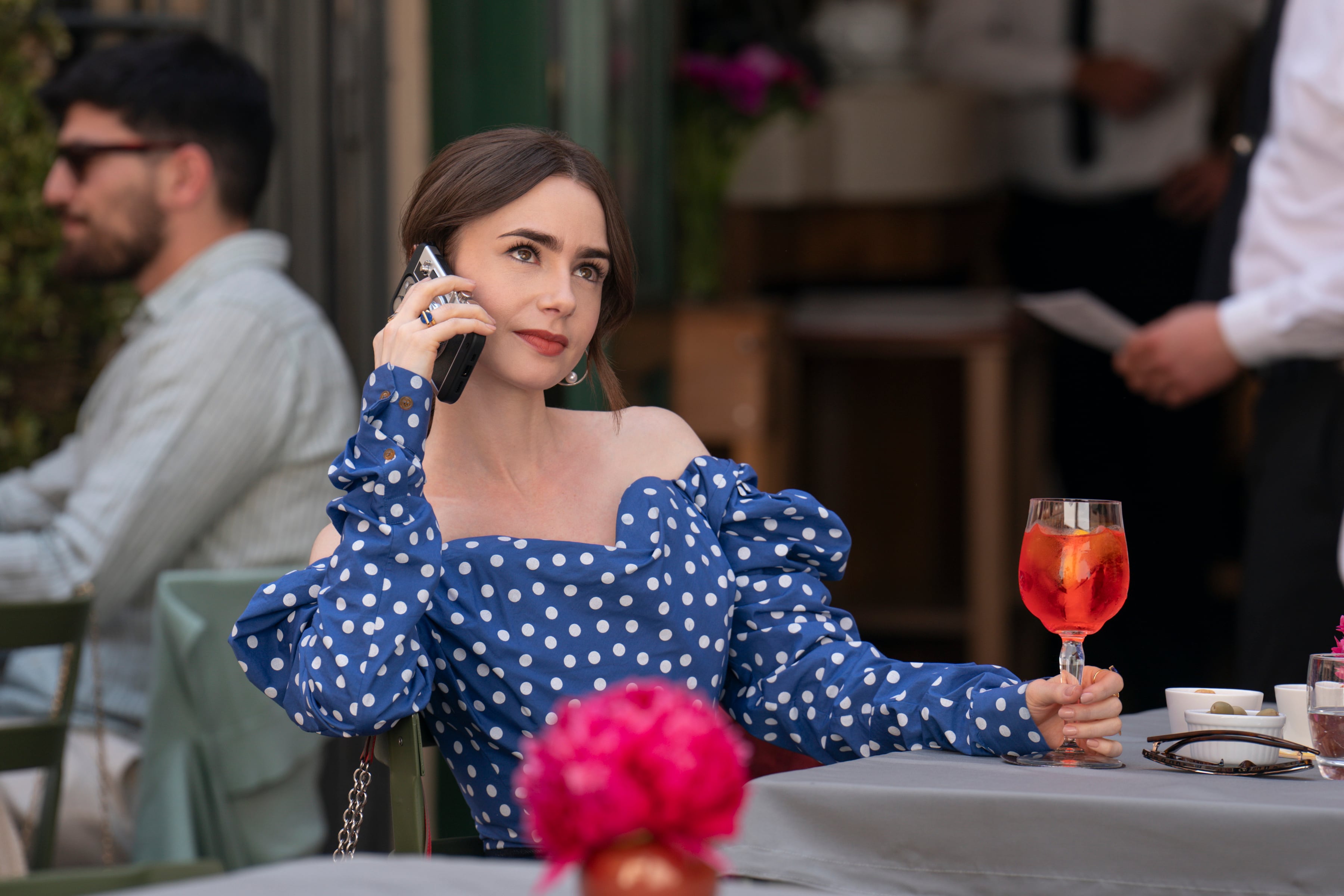 Emily in Paris. Lily Collins as Emily in episode 408 of Emily in Paris. Cr. Stephanie Branchu/Netflix © 2024