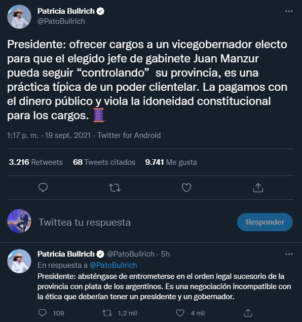 Patricia Bullrich sobre la designación de Manzur