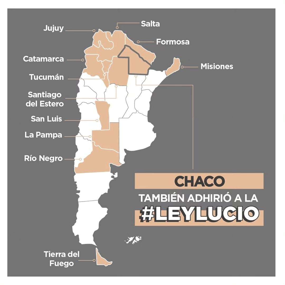 Son 12 las provincias que adhirieron a la Ley Lucio de momento. Chaco fue la última en hacerlo.