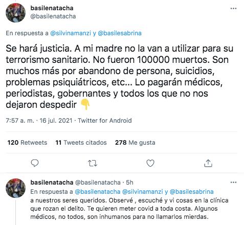 El descargo de Natacha Basile, hija del Coco, sobre el cuidado que no le dieron a su madre.