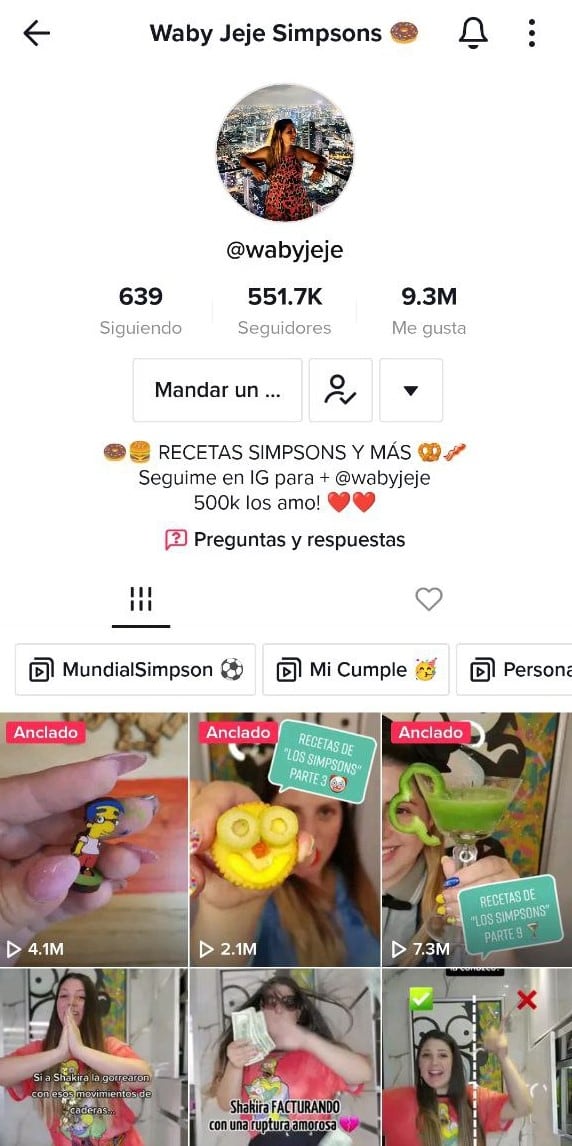 Gabriela Parente en Tiktok @wabyjeje