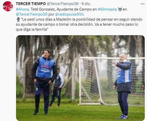 Como ayudante de campo de Leo Madelón en Gimnasia, Teté González sintió que hizo un "post grado".