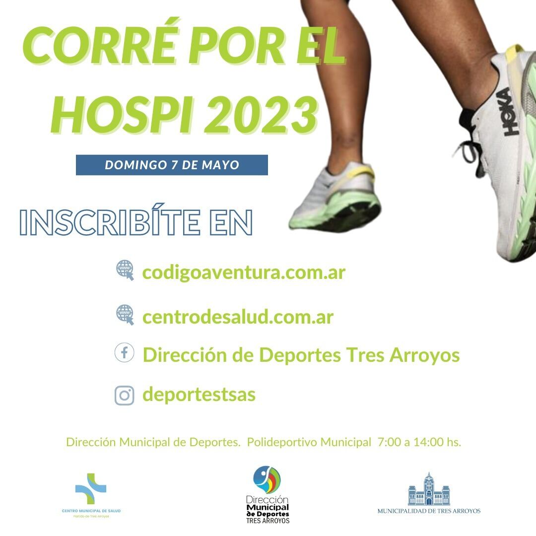 La 3era edición de “Corre por el Hospi” se disputará el 7 de mayo en Tres Arroyos