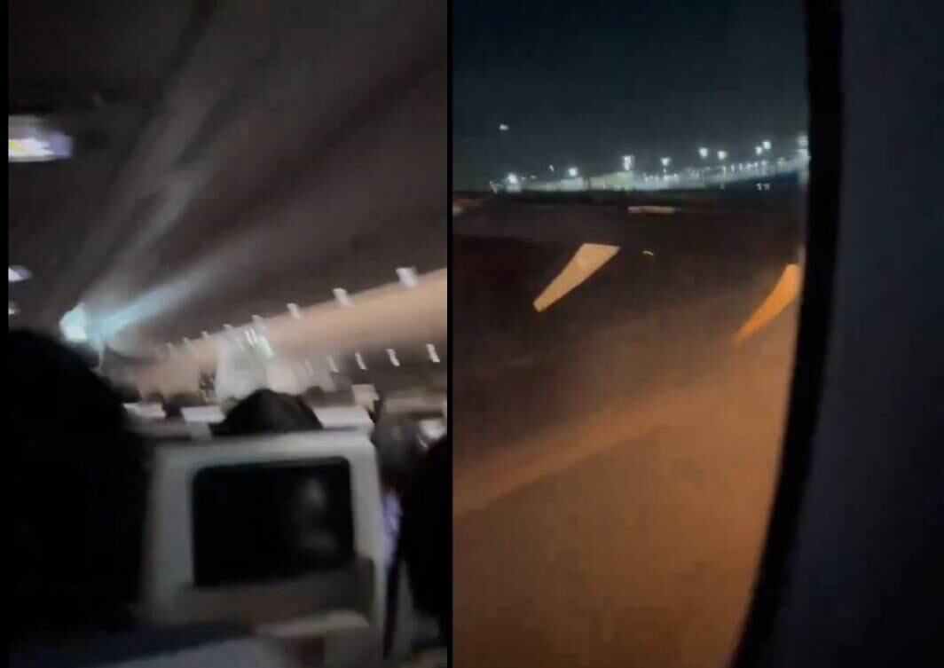 El video desde adentro del avión incendiado en Japón.