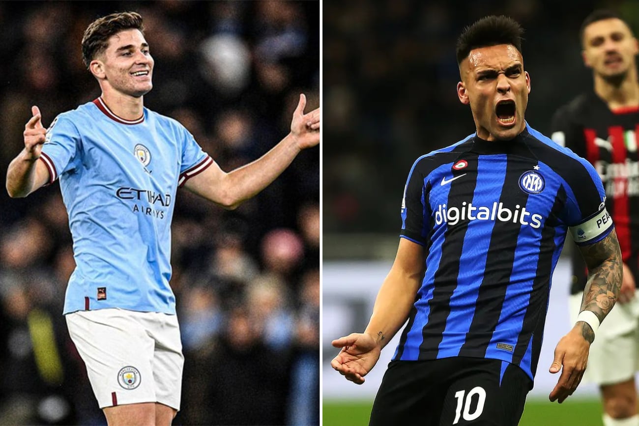 Julián Álvarez y Lautaro Martínez, titulares en Manchester City e Inter.