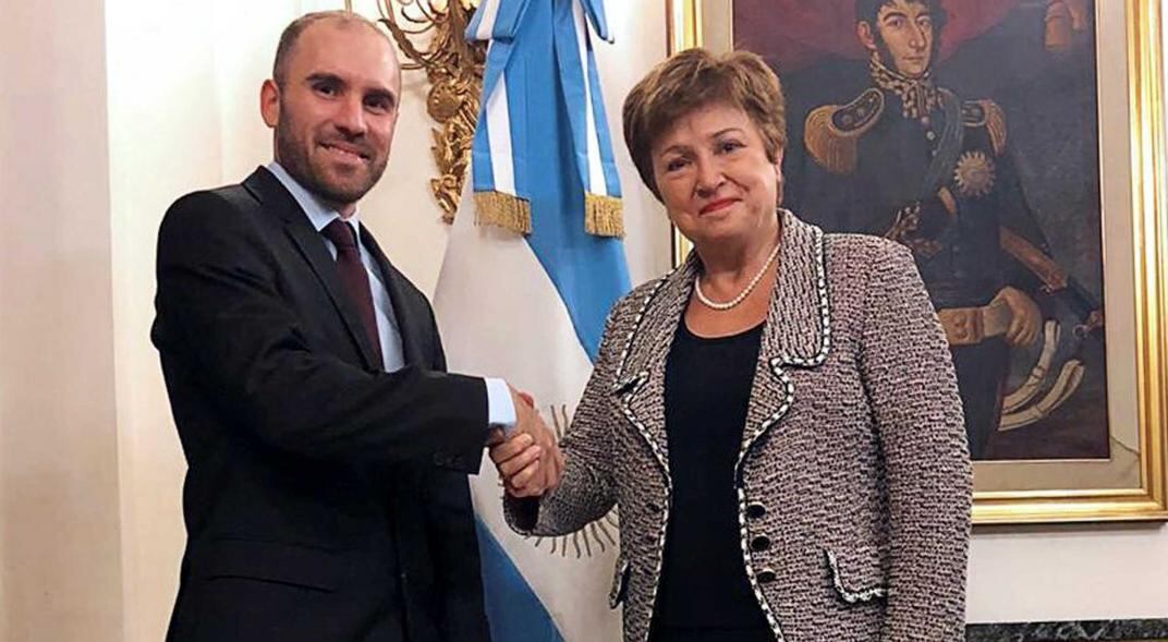 Martín Guzmán y Kristalina Georgieva, titular del FMI. (La Voz/Archivo)