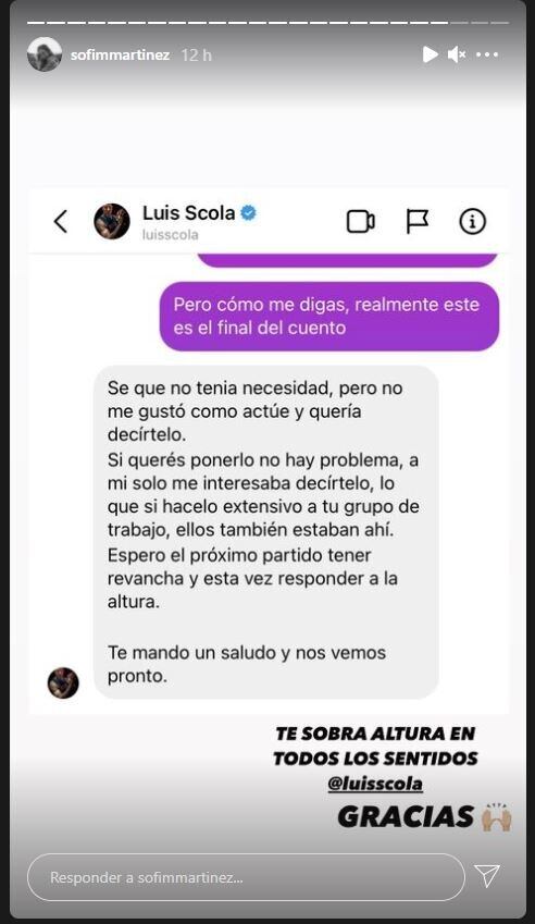 Los mensajes de Scola y Sofía Martínez.