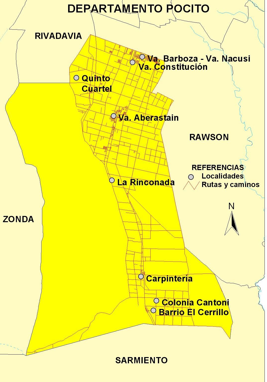 Mapa urbano de Pocito, San Juan