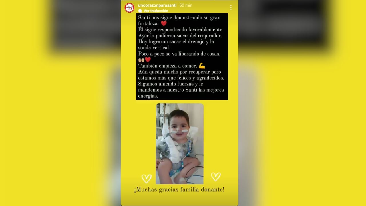 Santi, el pequeño sanjuanino que recibió un corazón está estable y esperan que no vuelva al quirófano