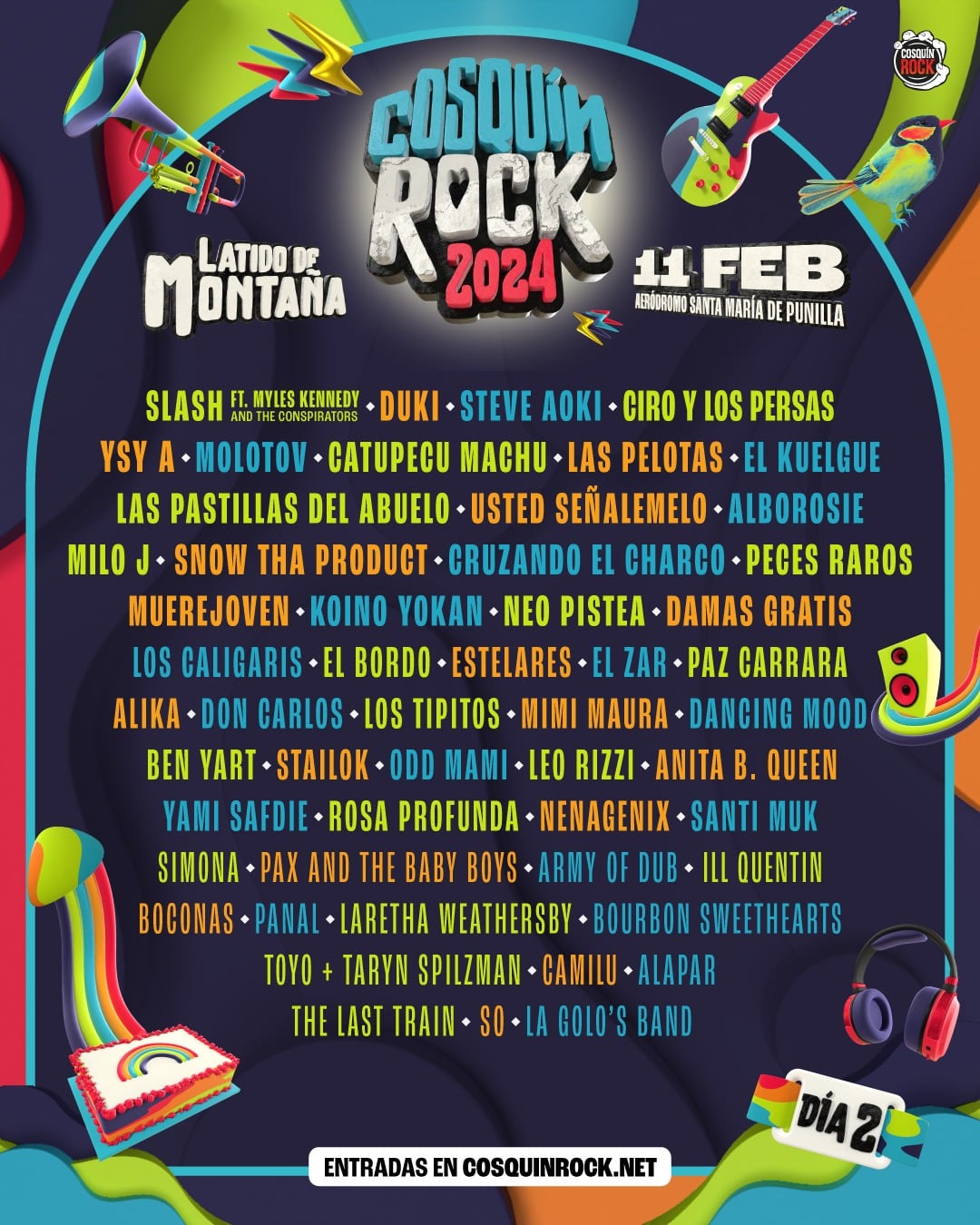 La programación completa de Cosquín Rock, día por día. (Captura)