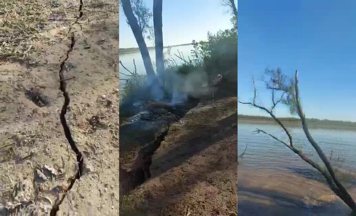 Se viralizó video de derrumbe en la isla del río Paraná con el fuego prendido