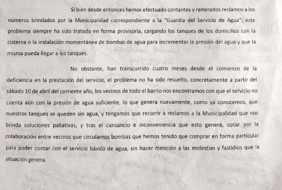 Barrio Don Pablo reclamo de vecinos