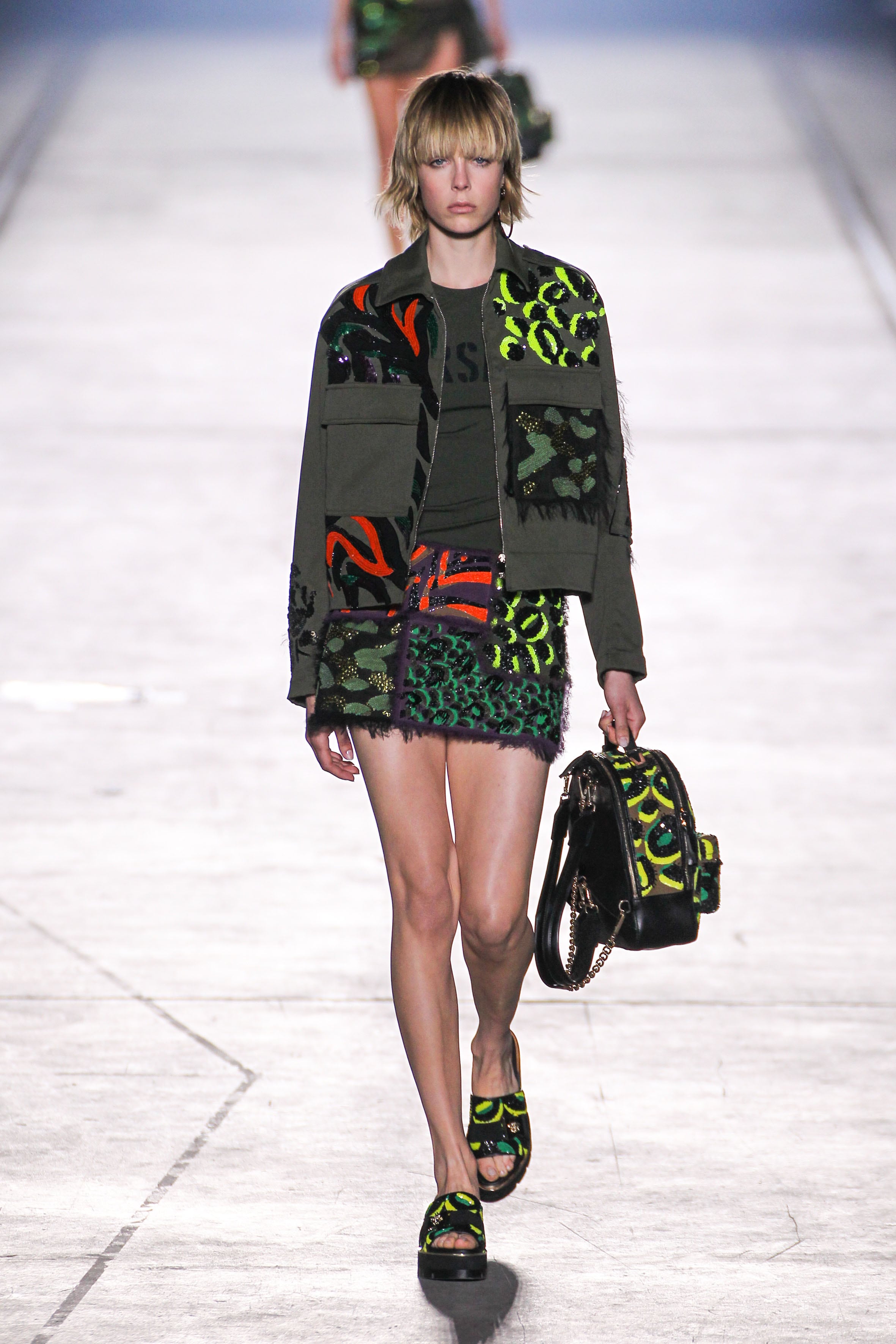 MILAN, ITALY - SEPTEMBER 25: A model walks the runway during the Versace fashion show as part of Milan Fashion Week Spring/Summer 2016 on September 25, 2015 in Milan, Italy.