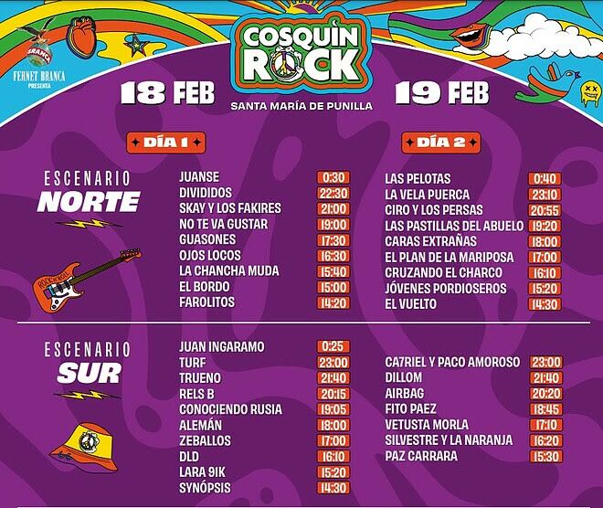 Horarios Cosquín Rock 2023