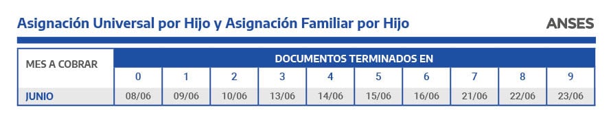 Calendario de pagos ANSES de junio