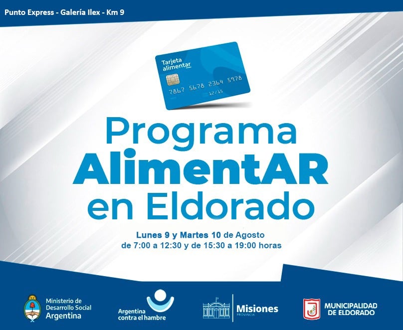 La próxima semana continuará la entrega de la “Tarjeta Alimentar” en Eldorado.