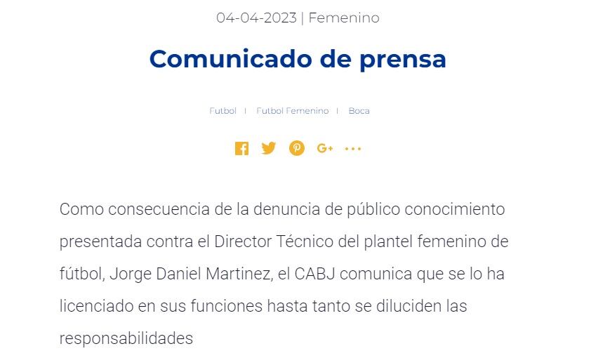 Comunicado de Boca.