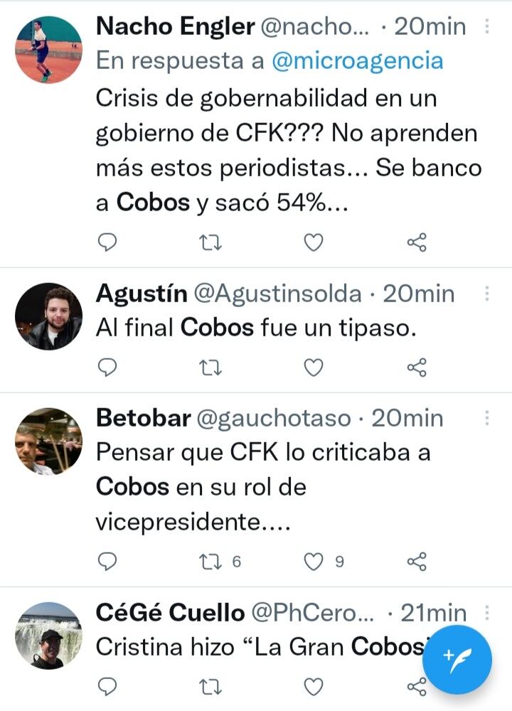 Comentarios sobre Julio Cobos a raíz de la carta de Cristina Fernández.