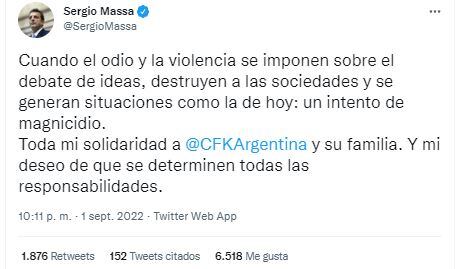 El tuit de Sergio Massa