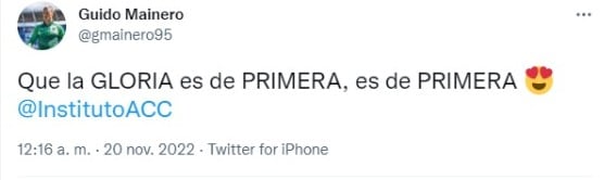 El actual jugador de Sarmiento dejó su saludo en Twitter.