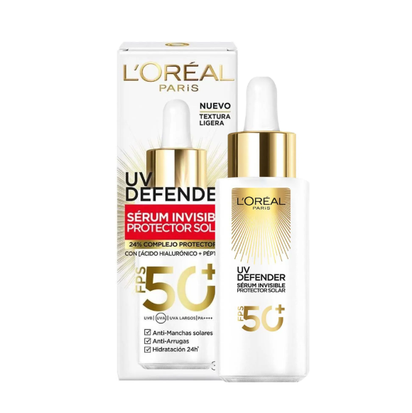 Protectores solares: el ideal para el verano y todas las temporadas es el sérum de UV Defender de L'oreal.