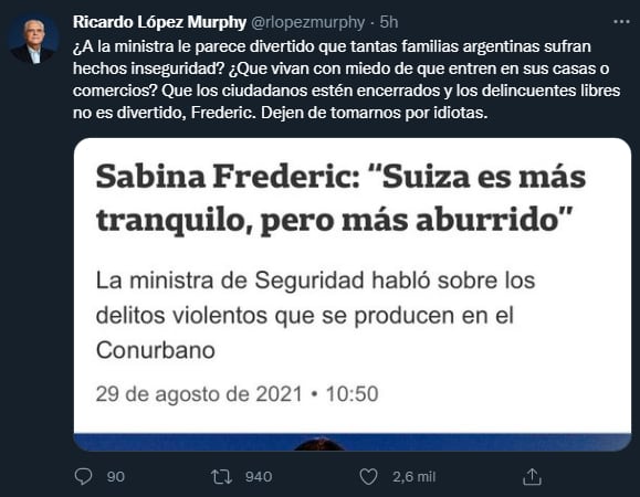 Las críticas del ámbito político al comentario de Frederic