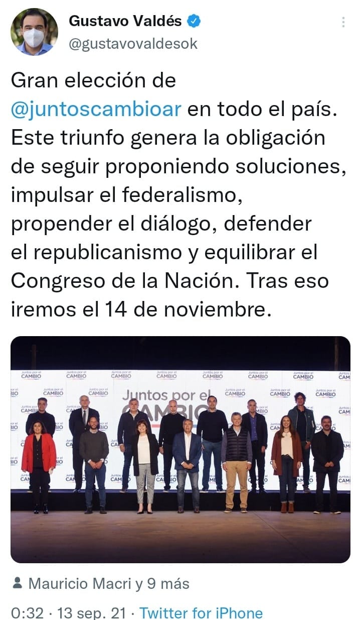 El gobernador correntino participo de los festejos de la alianza UCR PRO en la ciudad de Buenos Aires.