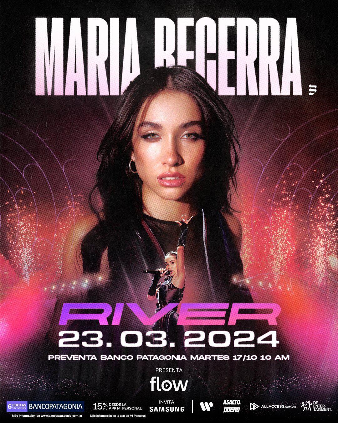 Entradas a la venta para el show de María Becerra en River