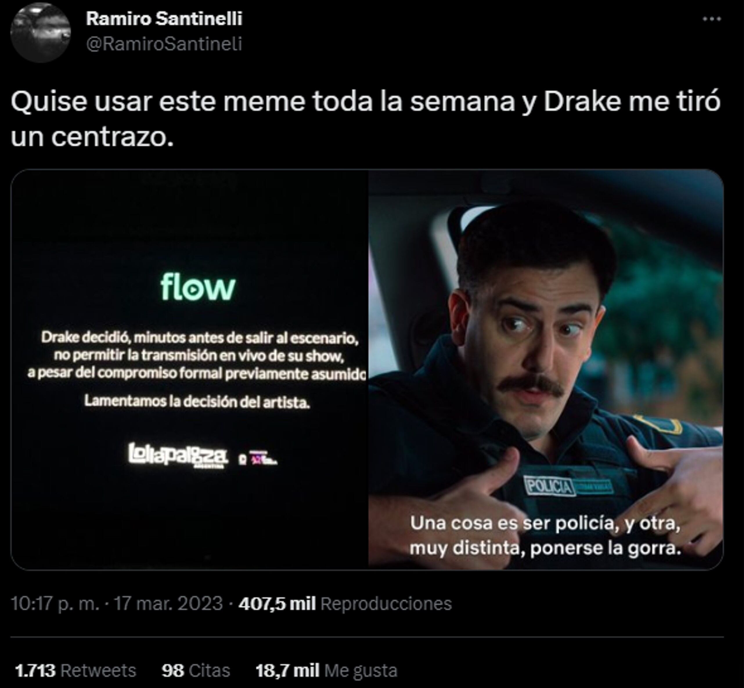 Los mejores memes que dejó la decisión de Drake de suspender el show vía streaming.