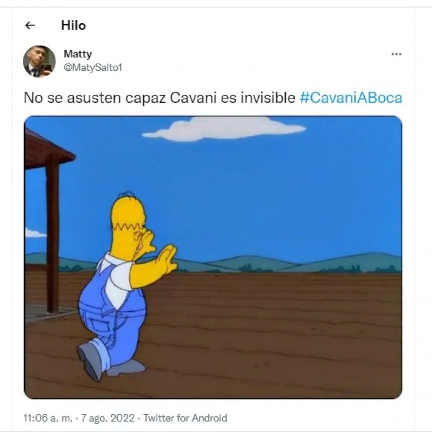 Los memes en redes sociales sobre el NO de Cavani a Boca. (Captura de imagen)