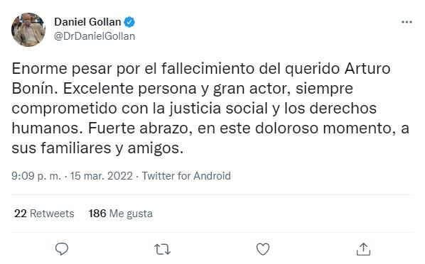 Daniel Gollán despidió a Arturo Bonín