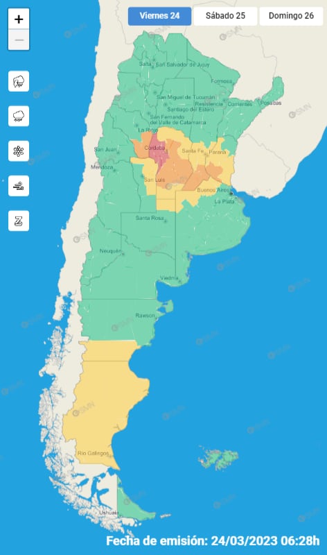 Mapa de alerta meteorológico