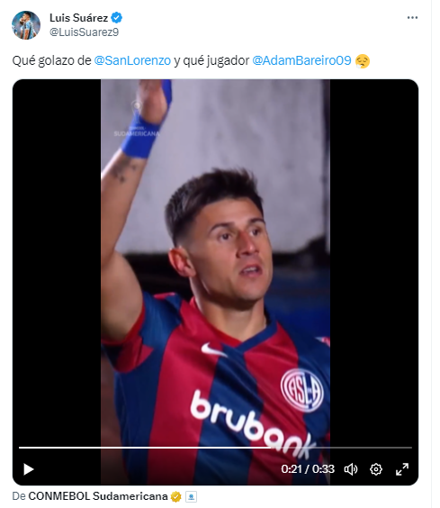 Los elogios de Luis Suárez a Adam Bareiro