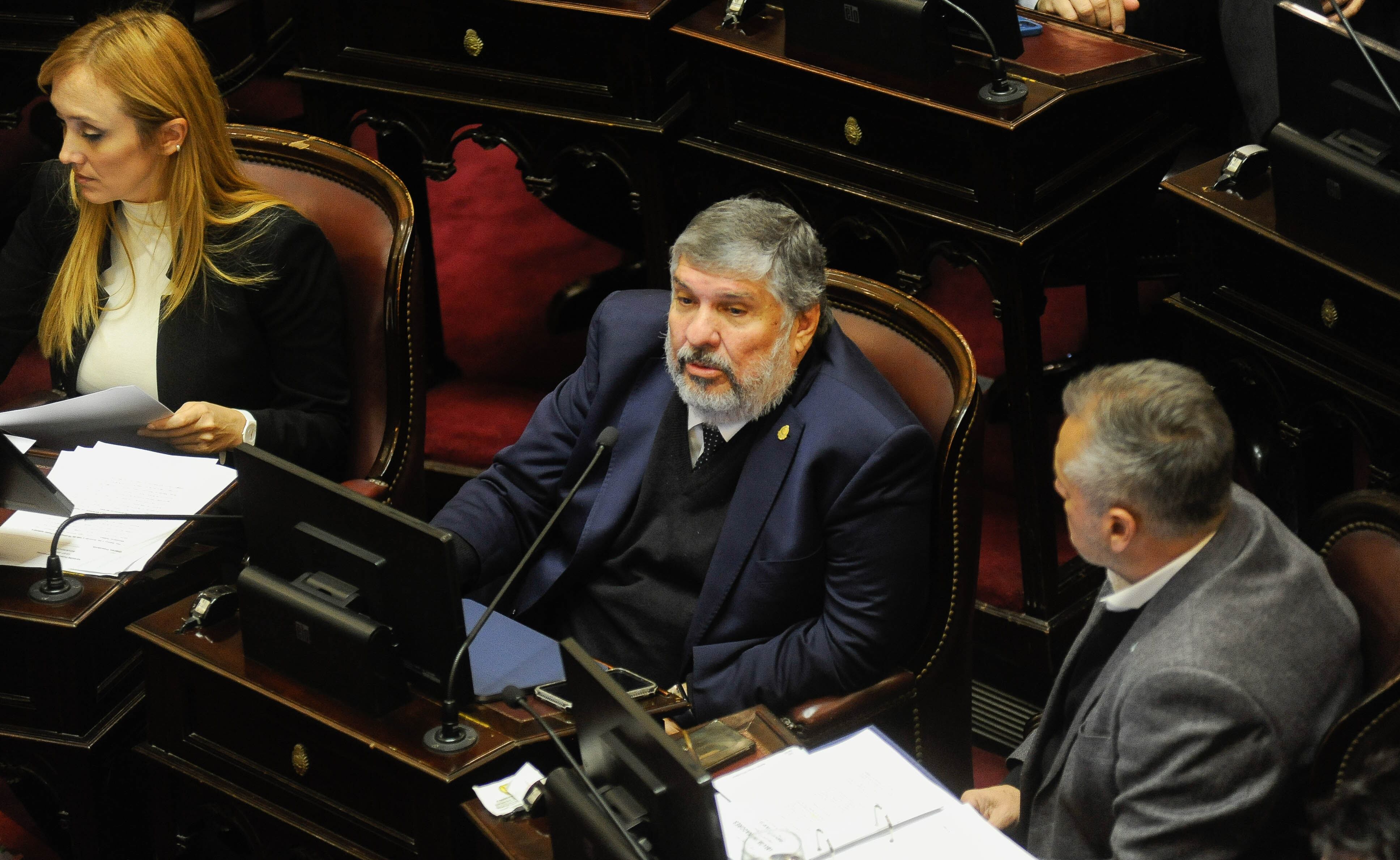 El jefe del interbloque Frente de Todos, José Mayans, criticó a Juntos por el Cambio desde el recinto (Foto: Federico López Claro)