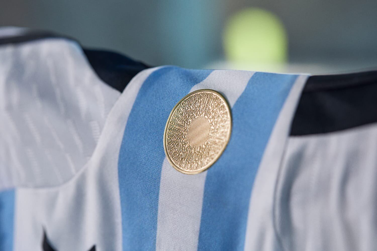 El detalle de la franja "atípica" de la espalda simulando la bandera argentina que tendrá la camiseta nacional.