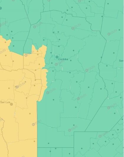 El alerta amarilla para Córdoba este martes.