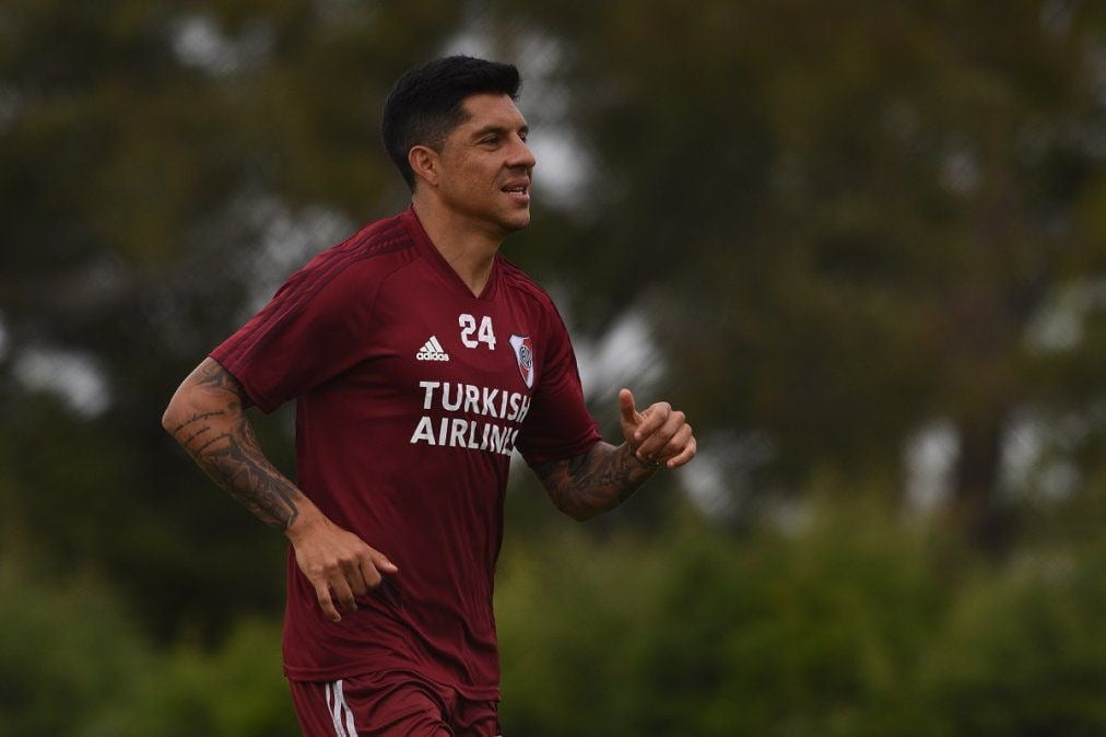 El mendocino tenía una molestia muscular que lo oblicó salir en el partido contra Godoy Cruz. Ya está mejor y hoy se entrenó con el resto del plantel millonario. /Gentileza Mundo River