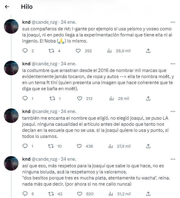 Una estudiante de letras analizó las canciones de La Joaqui y se volvió viral